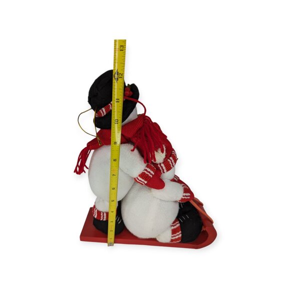 2007 Burton & Burton Sledding Snowmen Plush Pair on Wooden Sleigh - Picture 13 of 13